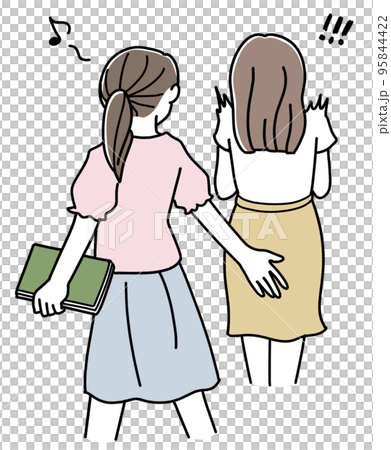 女性同士のセクハラ　お尻を触る女性 95844422
