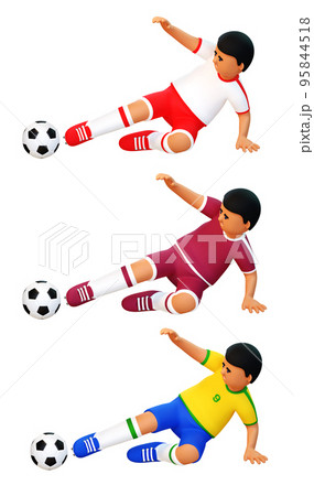 3d Football player makes sliding tackle 95844518