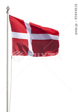 Flag of Denmark fluttering in the wind from the top of its pole Flag of Denmark fluttering in the wind from the top of its pole 95844616