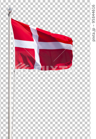 Flag of Denmark fluttering in the wind from the top of its pole Flag of Denmark fluttering in the wind from the top of its pole 95844616