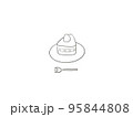 主線のみの苺の乗ったかわいいショートケーキのイラスト 95844808
