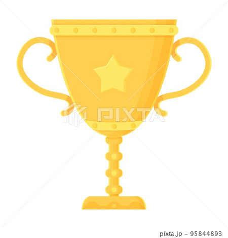 Cartoon winner cup object. Golden trophy with crown. Prize, success, competition, achievement, congratulations concept. Stock vector element isolated on white background in flat style. 95844893