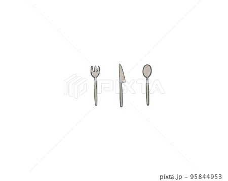 シンプルなフォークとナイフとスプーンのイラスト 95844953