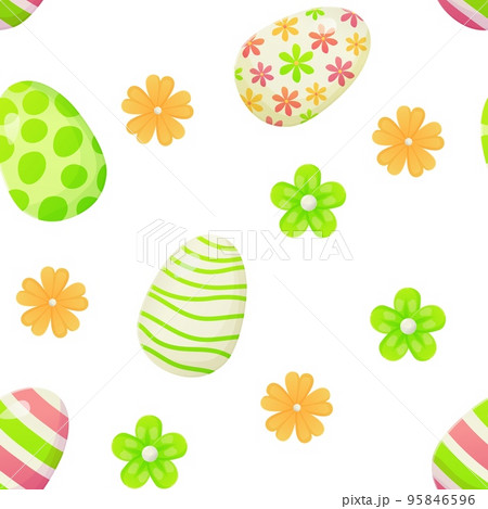Easter egg seamless pattern. Texture with flowers. Can be used as easter hunt element for web banners, posters and web pages background, wallpaper, spring greeting cards. Easter egg seamless pattern. Texture with flowers. Can be used as easter hunt element for web banners, posters and web pages background, wallpaper, spring greeting cards. 95846596