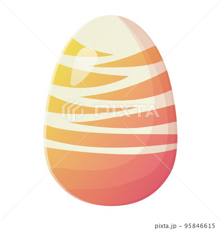 Cute realistic Easter egg painted with with abstract triangles. Can be used as easter hunt element for web banners, posters and web pages. Stock vector illustration in cartoon style isolated on white 95846615
