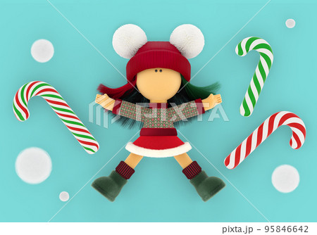 Textile poppet like a snow angel and Christmas 95846642