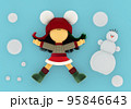 Snowman and rag doll in a knitted Christmas 95846643