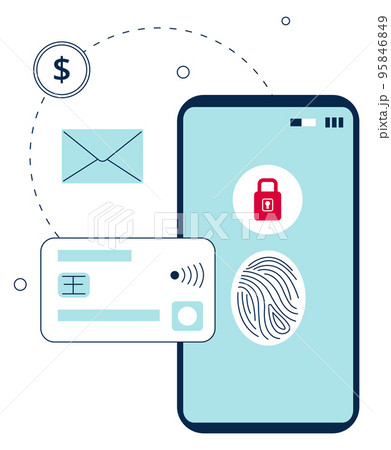 Personal data protection icon. Cyber security. Locked mobile device 95846849