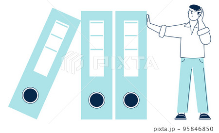 Man hold giant file folder. Document archive storage 95846850