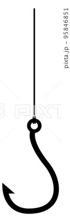 Hook hanging on string. Bait icon. Fishing symbol 95846851