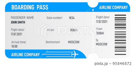 Airplane ticket template. Boarding pass. Airline travel document 95846872