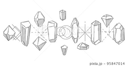 Background with crystals or crystalline minerals. Jewelry or semiprecious gem stones. 95847014