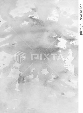Watercolor liquid light gray and white background texture. Aquarelle monochrome stains on paper. 95848127