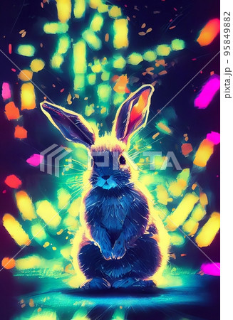 Contemporary colorful winter holidays postcard with rabbit. Creative gift card with a 2023 year symbol in modern style, copy space. Merry Christmas and Happy New Year. Portrait of festive pet Contemporary colorful winter holidays postcard with rabbit. Creative gift card with a 2023 year symbol in modern style, copy space. Merry Christmas and Happy New Year. Portrait of festive pet 95849882