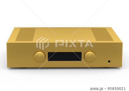 HiFi system with turntable and amplifier for home theater on white background. HiFi system with turntable and amplifier for home theater on white background. 95850021