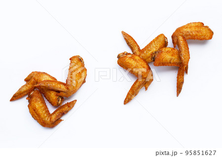 Fried chicken wings on white background. Fried chicken wings on white background. 95851627