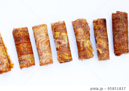 Sun dried banana roll snacks Sun dried banana roll snacks 95851837