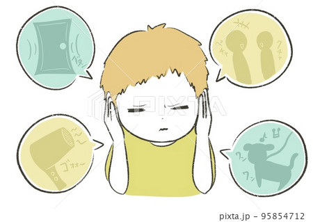 聴覚過敏に悩む子ども(男の子) 聴覚過敏に悩む子ども(男の子) 95854712