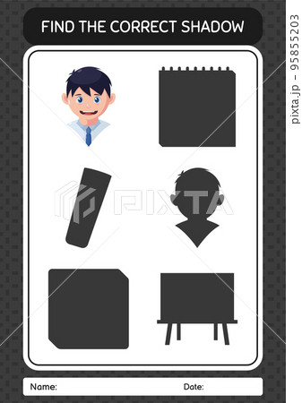 Find the correct shadows game with boy. worksheet for preschool kids, kids activity sheet Find the correct shadows game with boy. worksheet for preschool kids, kids activity sheet 95855203