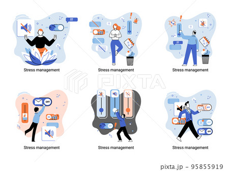 Stress management abstract metaphor, pressure control, depression, emotional tension, mental health 95855919