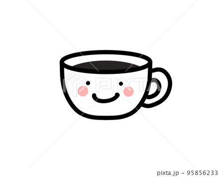 ゆるい顔のコーヒーカップイラスト素材 ゆるい顔のコーヒーカップイラスト素材 95856233