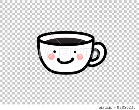 松臉咖啡杯插畫素材 95856233