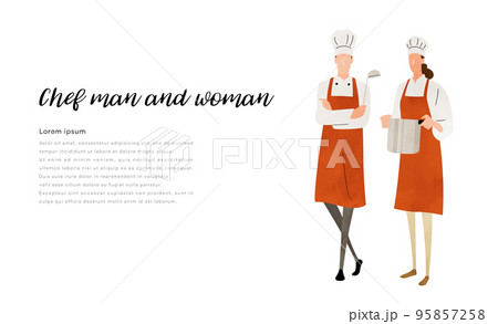 ベクターイラスト素材:料理人の男性と女性 ベクターイラスト素材:料理人の男性と女性 95857258