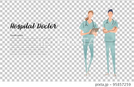 ベクターイラスト素材：医師の男性と女性 95857259