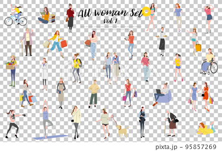 ベクターイラスト素材：大勢の女性、人物セット 95857269