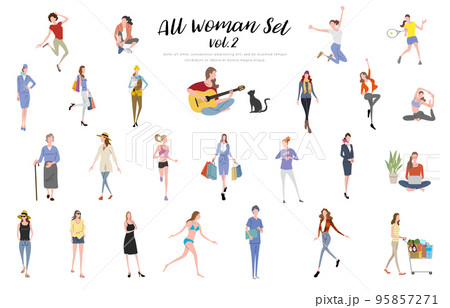 ベクターイラスト素材：大勢の女性、人物セット 95857271