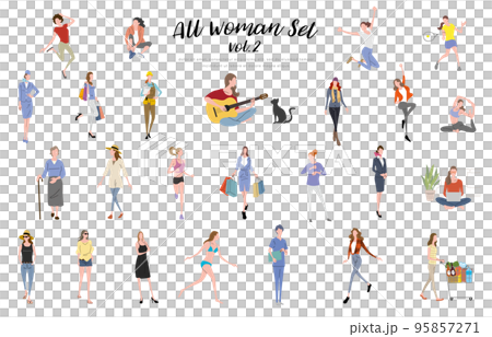 Vector illustration material: many women, people set 95857271