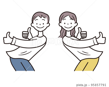 喜んで踊っている女性と男性のイラスト素材 95857791