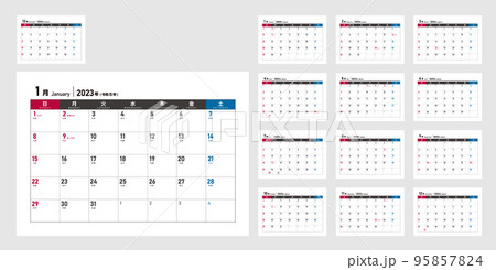 2023年 (令和5年) カレンダーテンプレート / シンプル・スタイリッシュ (記入スペース) 95857824