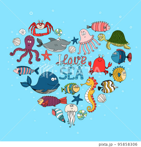 I Love Sea nautical themed design 95858306