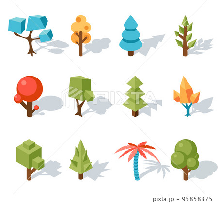 Tree low poly icons, vector isometric 3D Tree low poly icons, vector isometric 3D 95858375