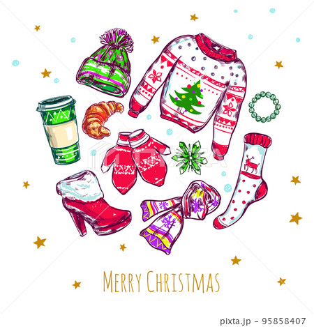 Merry Christmas Clothes Composition Merry Christmas Clothes Composition 95858407