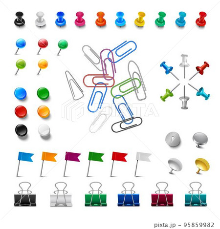 Realistic Pushpins And Clips Realistic Pushpins And Clips 95859982