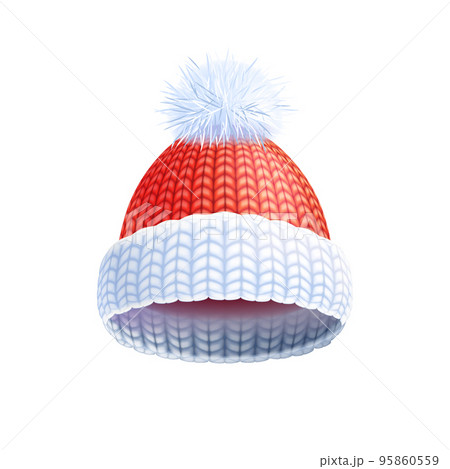 Modern Winter Knitted Hat Flat Pictogram Modern Winter Knitted Hat Flat Pictogram 95860559