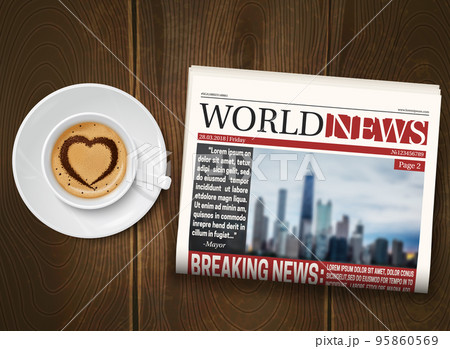 Morning Newspaper Wood Background Posterのイラスト素材 [95860569] - PIXTA