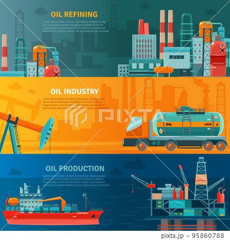 Oil Industry Horizontal Banners Set 95860788