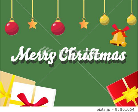 メリークリスマスの緑の背景素材 Merry Christmas クリスマスとギフト イラストのイラスト素材