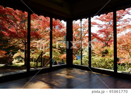 水月庵から見る美しい紅葉（文知摺観音） 95861770