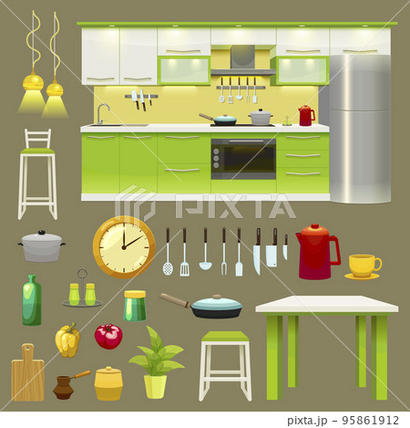 Modern Kitchen Interior Icon Set Modern Kitchen Interior Icon Set 95861912