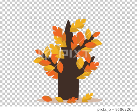 秋葉的插圖。秋天，落葉和風景。插圖 95862203