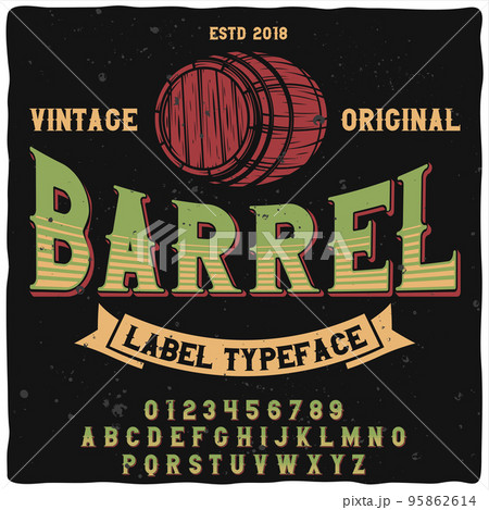 Original label typeface named "Barrel". Good handcrafted font for any label design. 95862614