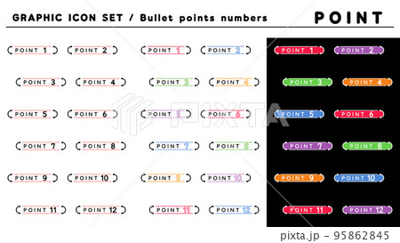 ポイント 見出し 箇条書きアイコン セット(POINT 1〜12)/カラーバリエーション ポイント 見出し 箇条書きアイコン セット(POINT 1〜12)/カラーバリエーション 95862845