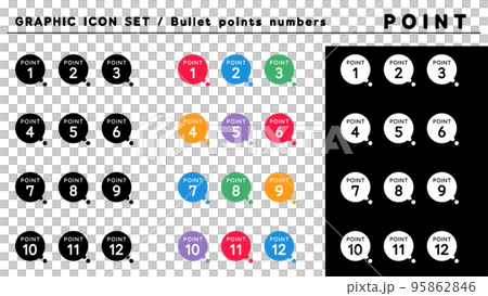 ポイント 見出し 箇条書きアイコン セット(POINT 1〜12)/カラーバリエーション ポイント 見出し 箇条書きアイコン セット(POINT 1〜12)/カラーバリエーション 95862846