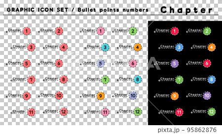 Chapter heading bullet icon set (Chapter 1 to... - Stock Illustration ...