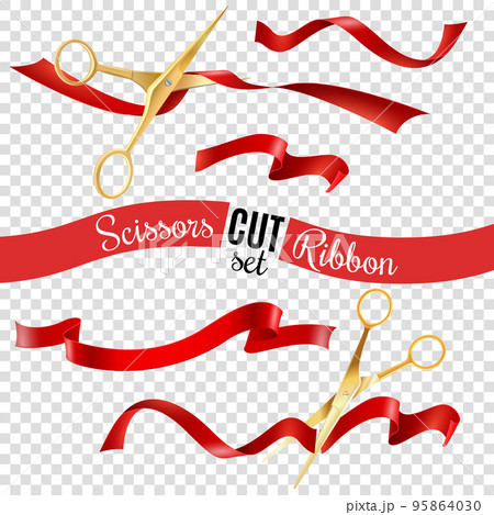 Scissors And Ribbon Transparent Set Scissors And Ribbon Transparent Set 95864030