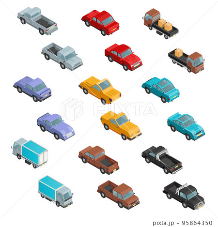 RoadTransport Colorful Isometric Icons 95864350